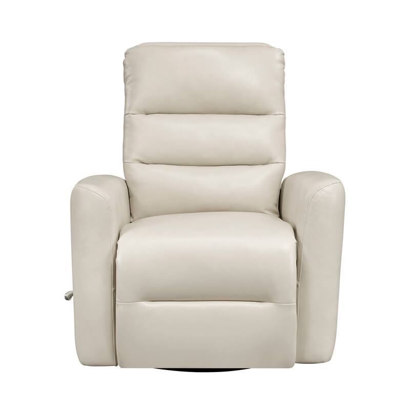 Glider Reclining Chair Swivel Motion Breathable Faux Leather Upholstery Luxury Living Room Furniture, Movie Chair - Beige