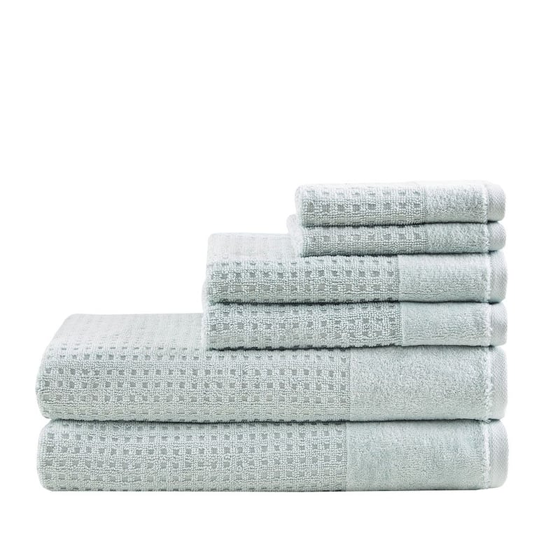 HomeRoots Set of Six Sea Green Cotton Honeycomb Waffle Towel Set - 54.00' X '28.00' X '0.02
