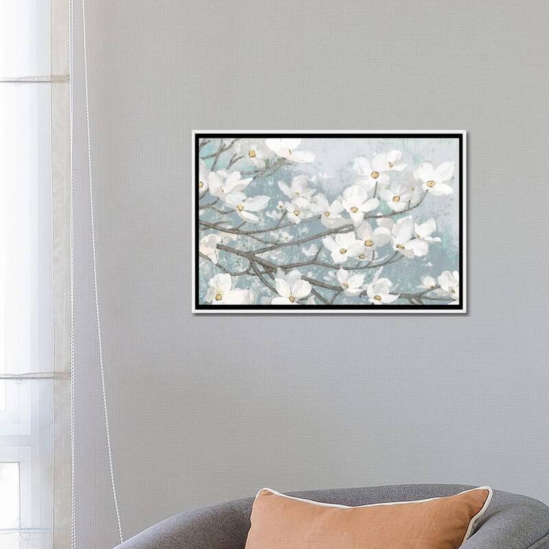 iCanvas "Dogwood Blossoms II In Blue Gray Crop" by James Wiens Framed Canvas Print