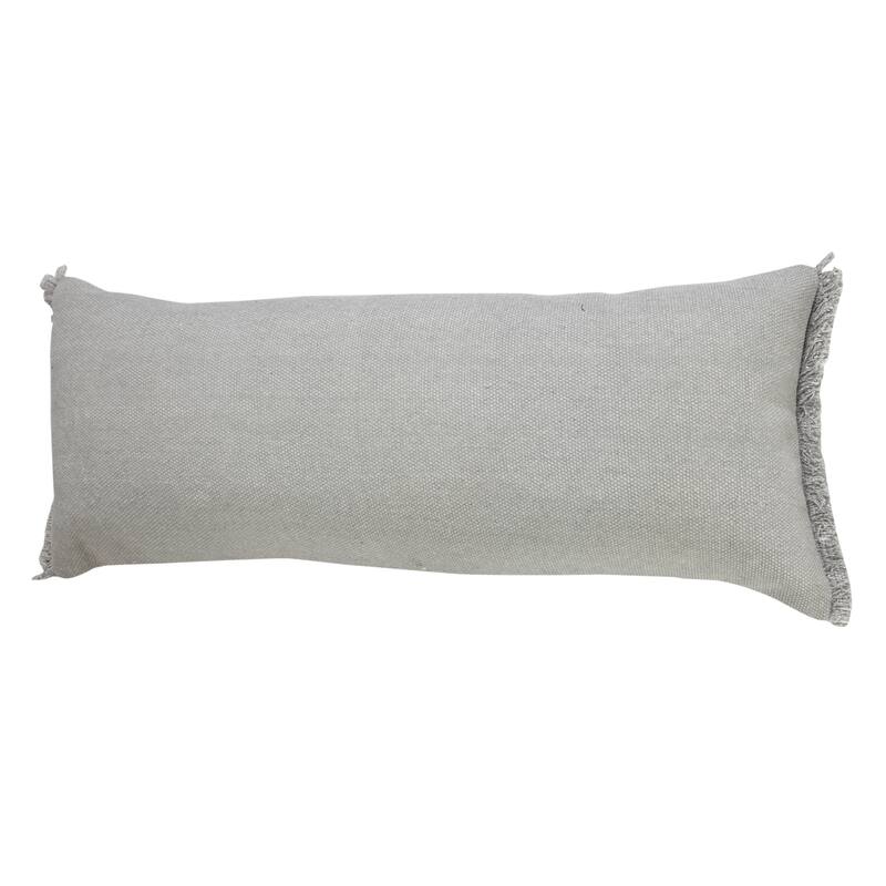 Sevita Light Gray Solid Stonewash Throw Pillow with Fringe