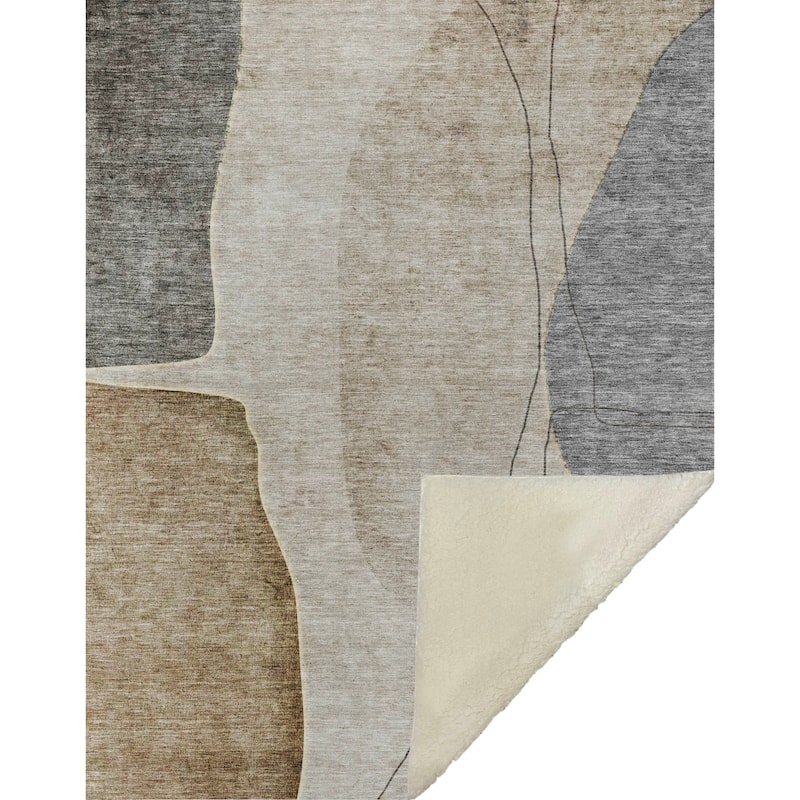 Premium Machine Washable Contemporary Abstract Sherpa Throw Blanket