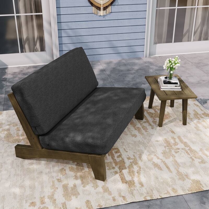 Outdoor Sectional Furniture Teak Conversation Set with Side Table