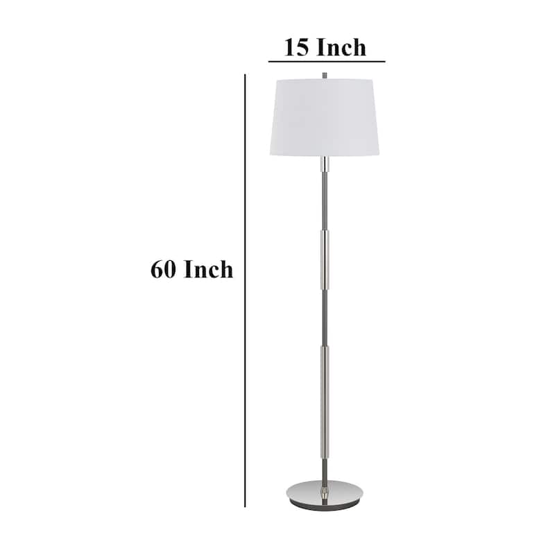 Siu 60 Inch Floor Lamp, Chrome Metal Pole w Finial Tip, White Shade