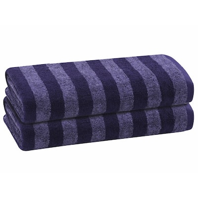 PREMIUS 2 Pack Stripes 100% Cotton Yarn Dyed Bath Sheet Towel, 32x64 Inches