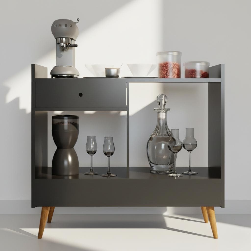 Boahaus Bar Cabinet Modern Wood Storage Shelves