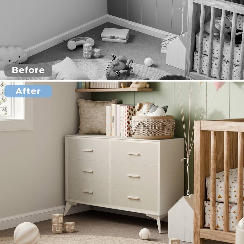 Metal-Framed Fabric Storage Dresser Cabinet with Drawer