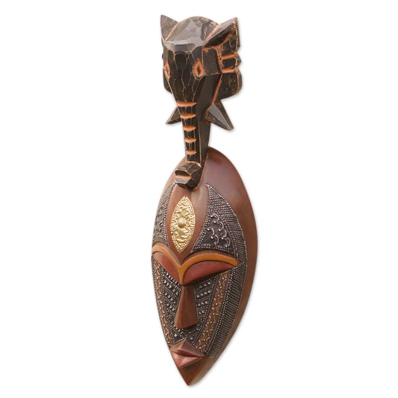 Novica Handmade Elephant Ancestor African Wood Mask