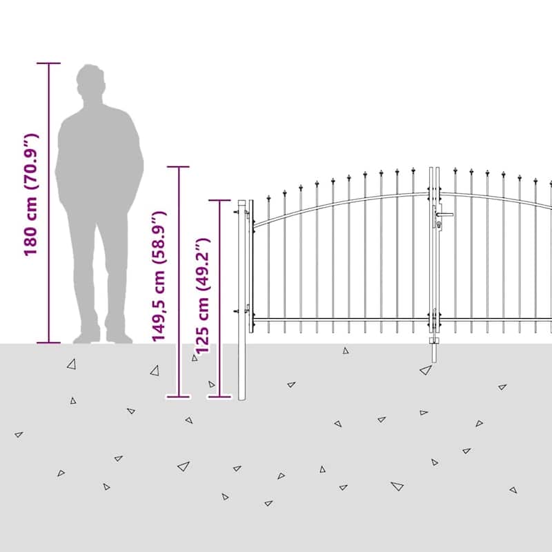 vidaXL Garden Gate with Lock Gray Steel