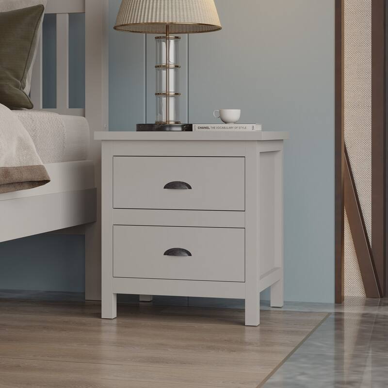 Yes4wood Nightstand with Drawers, Solid Wood