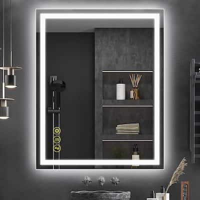 GlareGuard 32x40" Rectangular Anti-Fog Dimmable Backlit LED Bathroom Vanity Mirror - Clear
