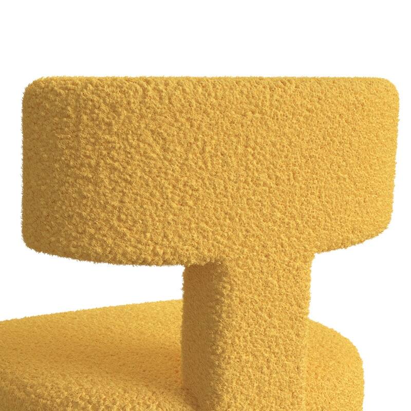 Dining Chairs Boucle Fabric Lamb Upholstered T-Shape (Set of 2)