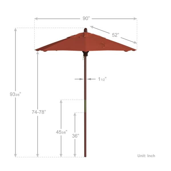 dimension image slide 1 of 20, Port Lavaca 7.5ft Round Wood Umbrella by Havenside Home, Base Not Included