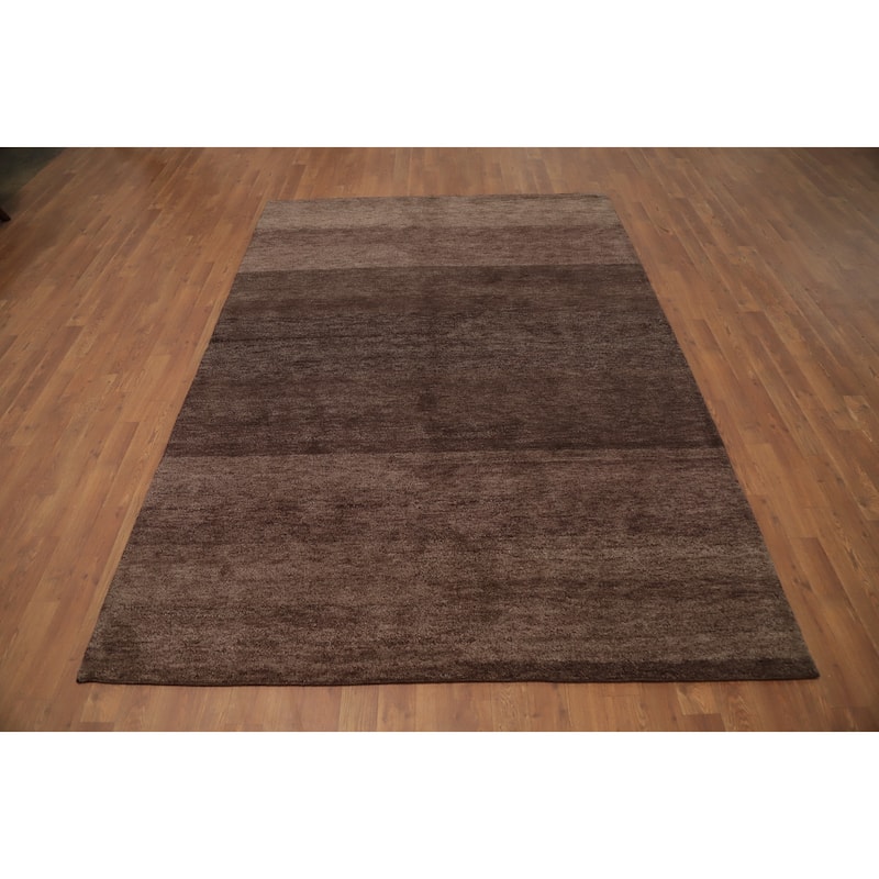Hand Knotted Oriental 100% Wool Carpet Modern Modern Brown Gabbeh Area Rug - 7' 11'' X 5' 7''