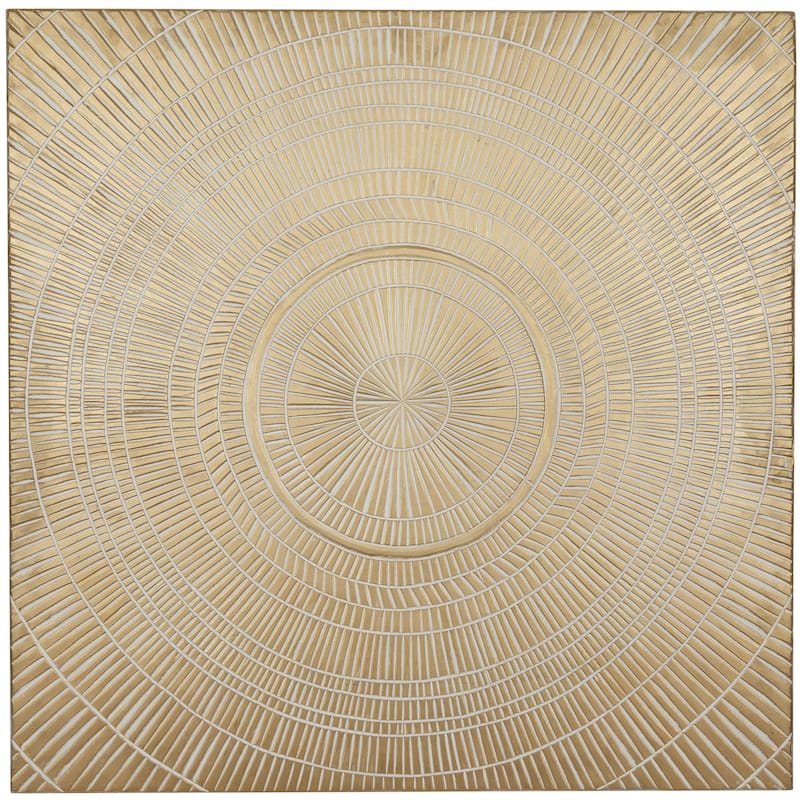 Wood Geometric Handmade Intricately Carved Radial Home Wall Decor - Gold - Roche River Decor - Gold - 48"W, 48"H