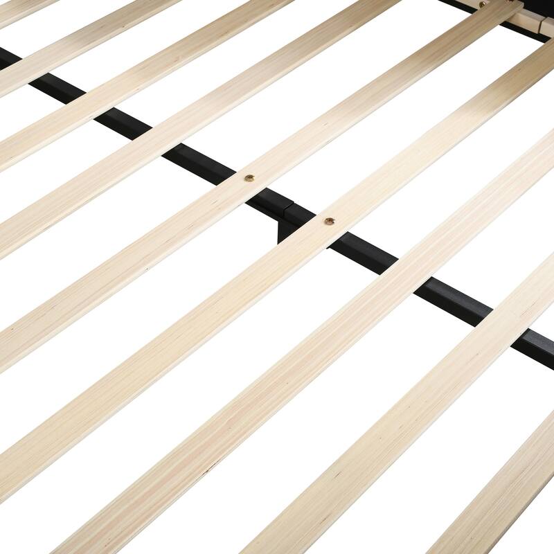 Velvet Upholstered Queen Platform Bed with Bedside Desk and Stool, Mother & Child Design in Gray