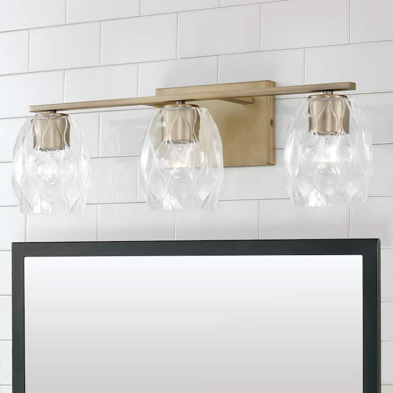 Lucas 3-light Bath/ Vanity Fixture w/ Wavy Embossed Glass