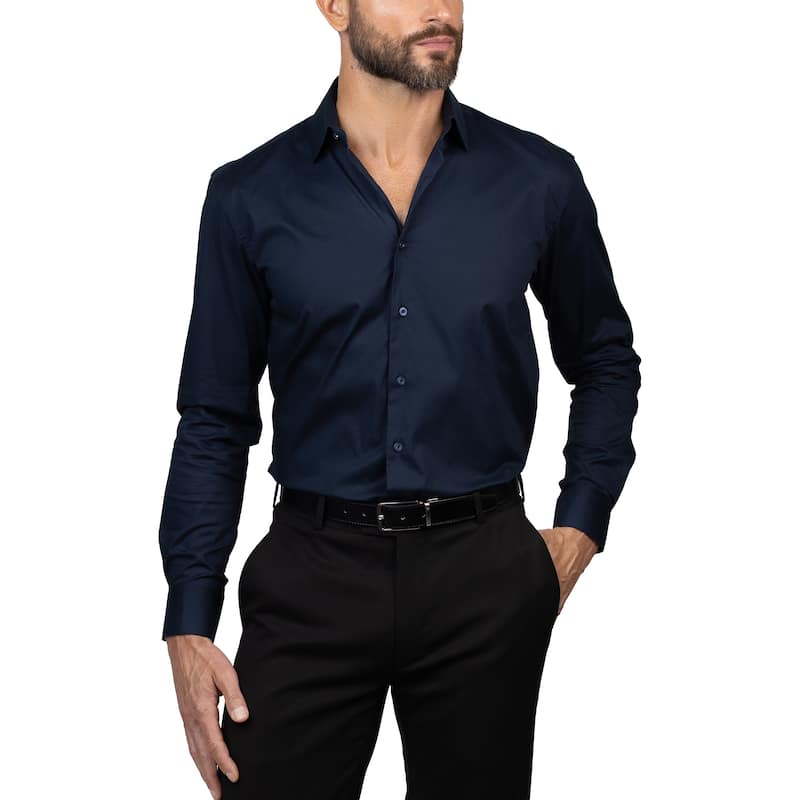 Vince Camuto Men's Slim Fit Dress Shirt - S 32/33 - Navy Solid
