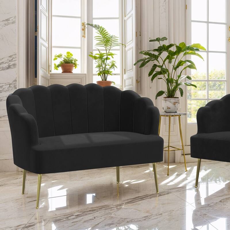 Velvet Comfortable Softness Metal Legs Loveseat Sofa