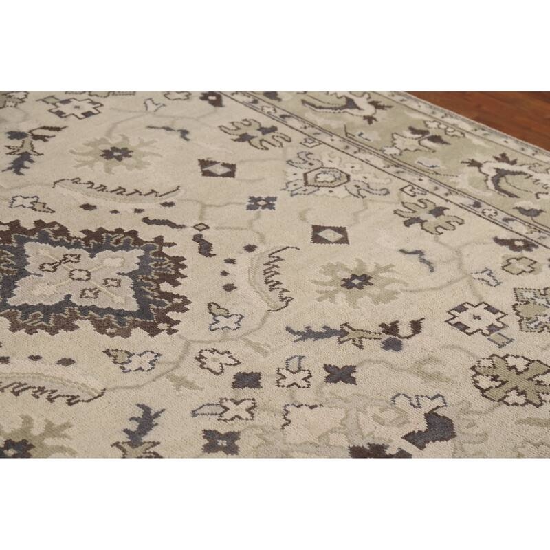 Earth Tone Oushak Area Rug Hand-Knotted Oriental Wool Carpet - 8'1" x 10'0"