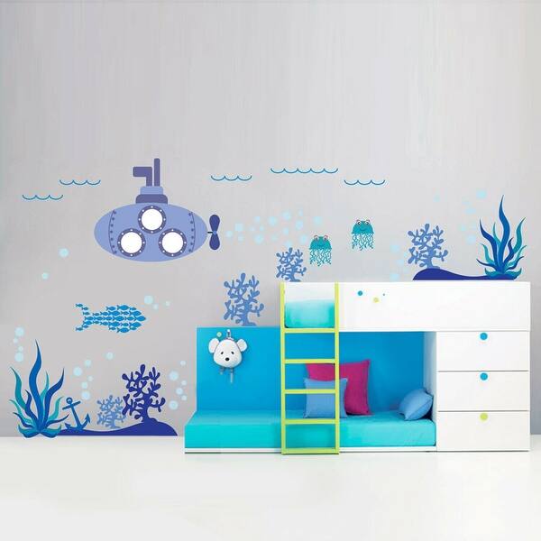 slide 2 of 10, Walplus Kids Ocean World with Frames Wall Sticker Nursery Decor Decal