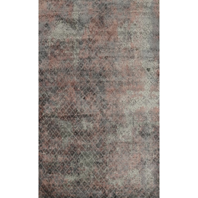 Hand Knotted Oriental Viscose Silk Carpet Modern Abstract Multi-Colored Abstract Area Rug - 8' 0'' X 5' 7''