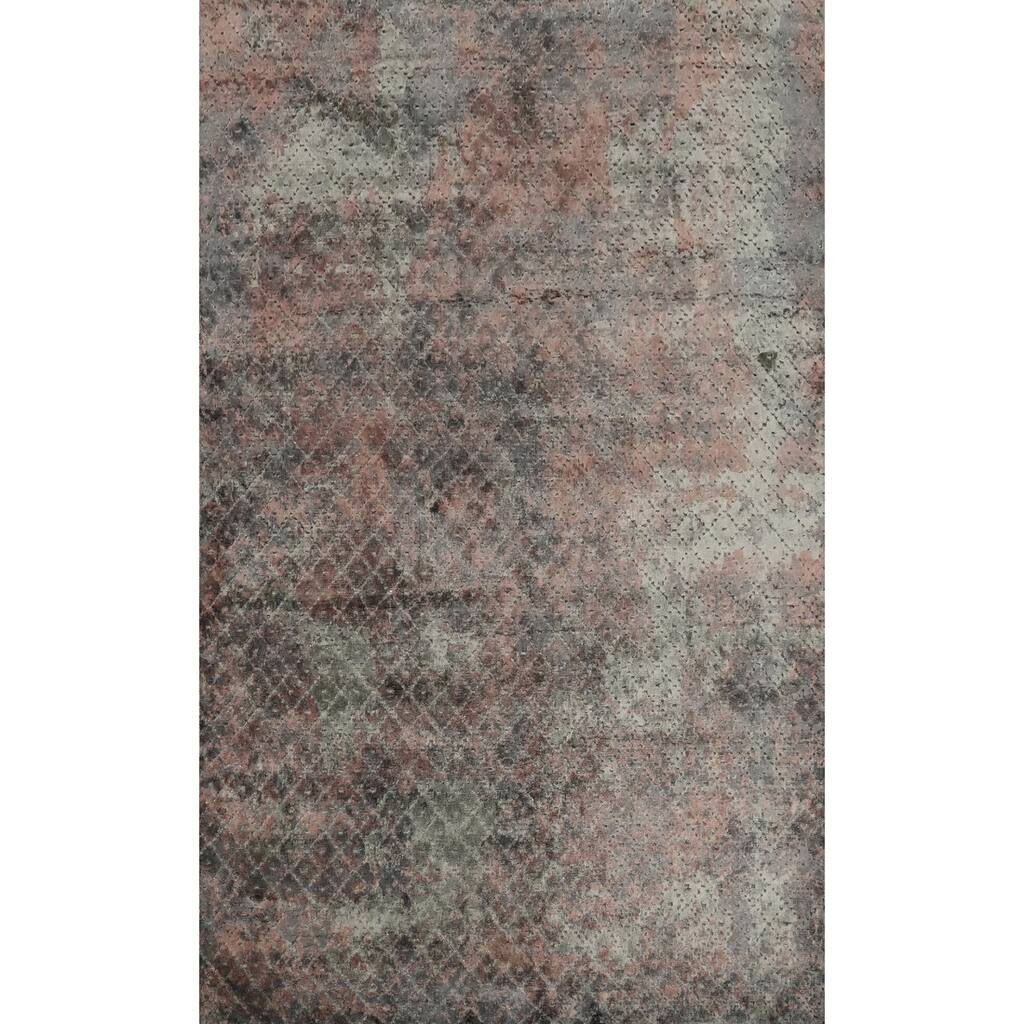 Hand Knotted Oriental Viscose Silk Carpet Modern Abstract Multi-Colored Abstract Area Rug - 8' 0'' X 5' 7''