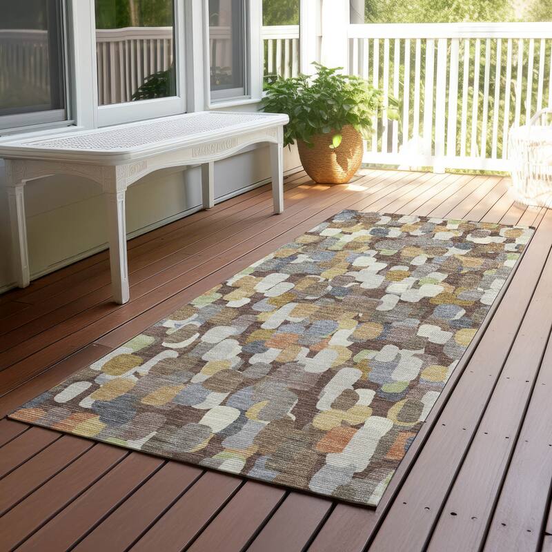 Machine Washable Indoor/ Outdoor Contemporary Drew Chantille Rug - Chocolate - 2'3" x 7'6"
