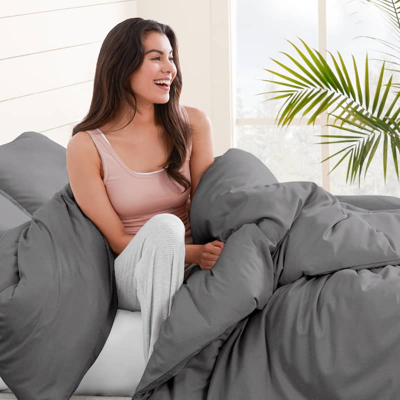 Bare Home Cotton Flannel Duvet Cover and Sham Set