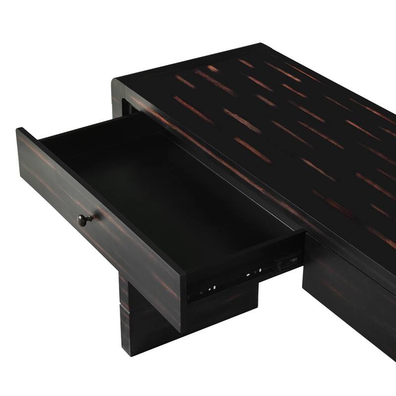 Farmhouse Rustic Console Table, Curved Storage Side Table with 2 Drawers, for Entryway, Hallway and Living Room