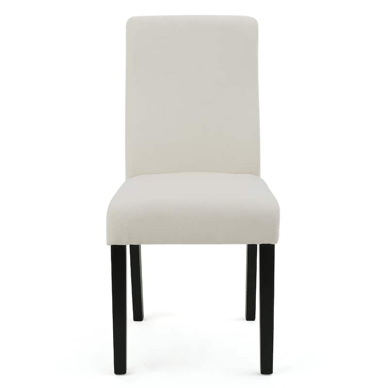 Celine Dining Side Chair Set of 2, Ivory Fabric and Black Wood Frame
