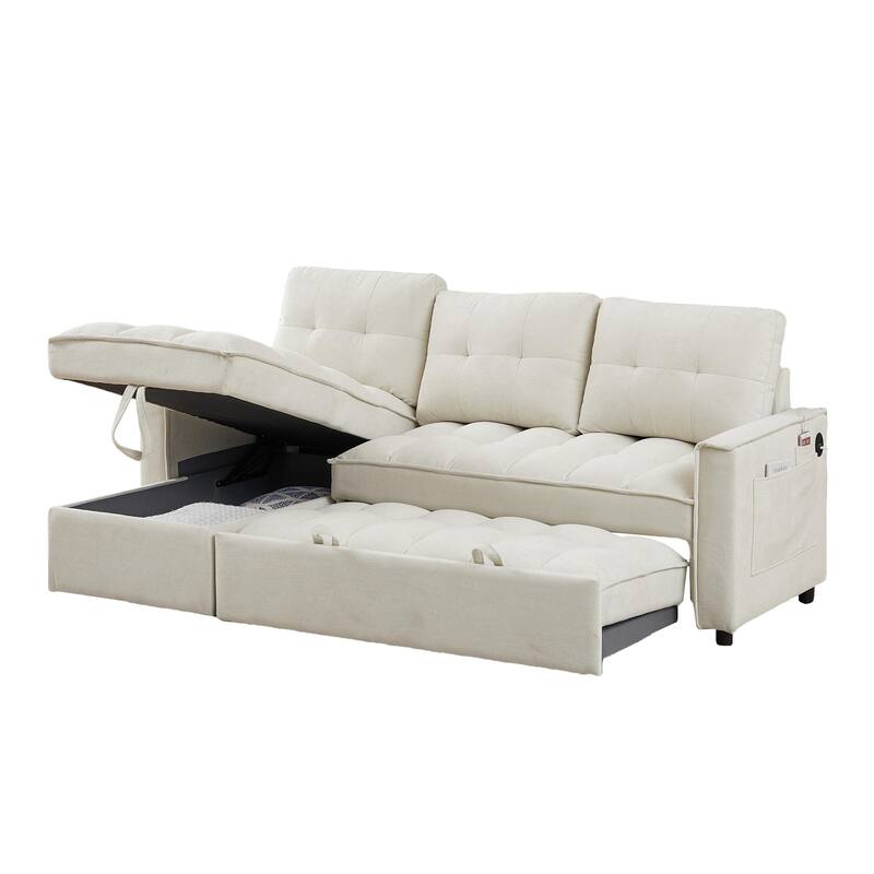 Pull-Out Sofa Bed with USB and tape-c charging ports