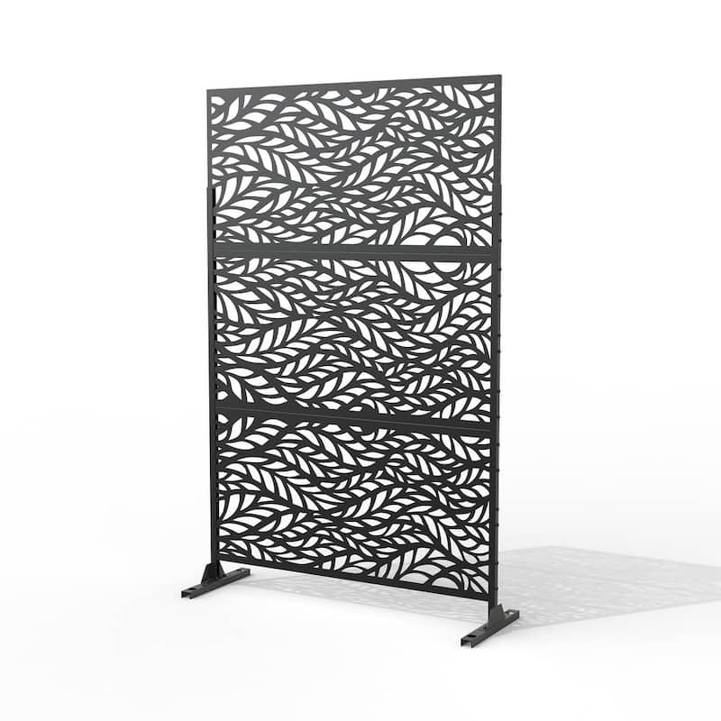 Free Standing Metal Privacy Screen Panel Decorative Outdoor Privacy Screen - 72"H x 47"W