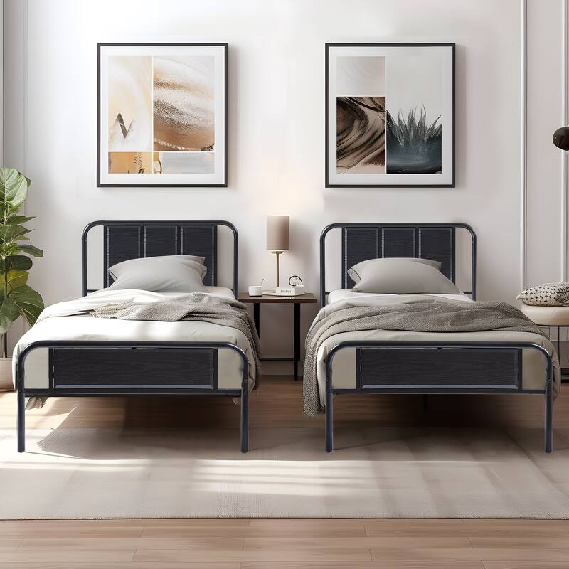 VECELO Platform Bed Frame with Wood Headboard,Twin/Full/Queen Size Bed