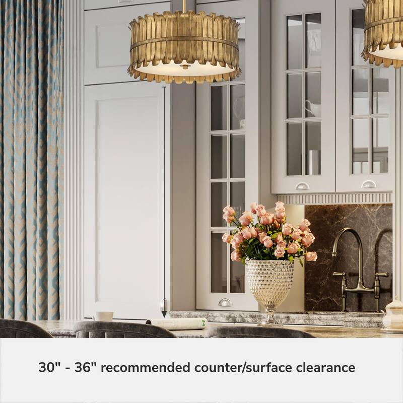 Hunter Valdaz Brushed Luxe Gold 3 Light Pendant - Modern & Contemporary - Kitchen, Dining Room, Bedroom, Office
