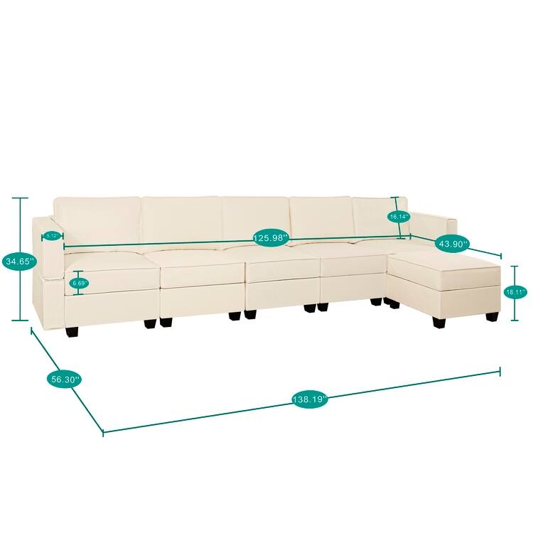 DIY Modular Sleeper Sectional Sofa Collection Convertible Sofa Couches with Storage Seats - Suitable for Living Room