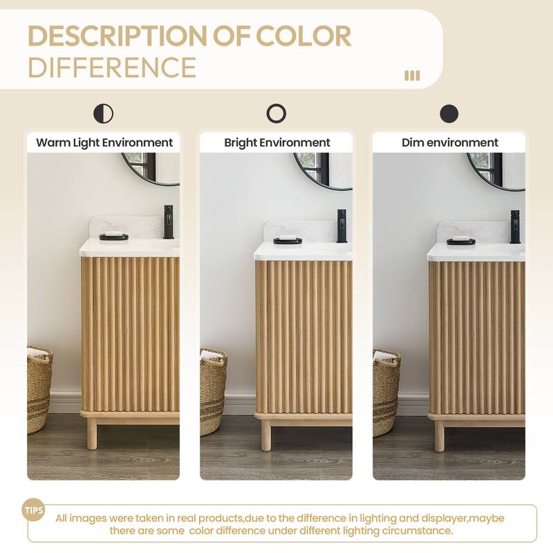 Seoul Bath Vanity with White Grain Composite Stone Top without Mirror