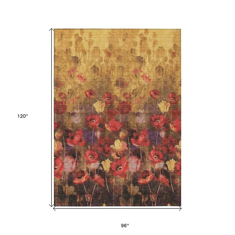 HomeRoots Floral Transitional Rectangle Outdoor Rug