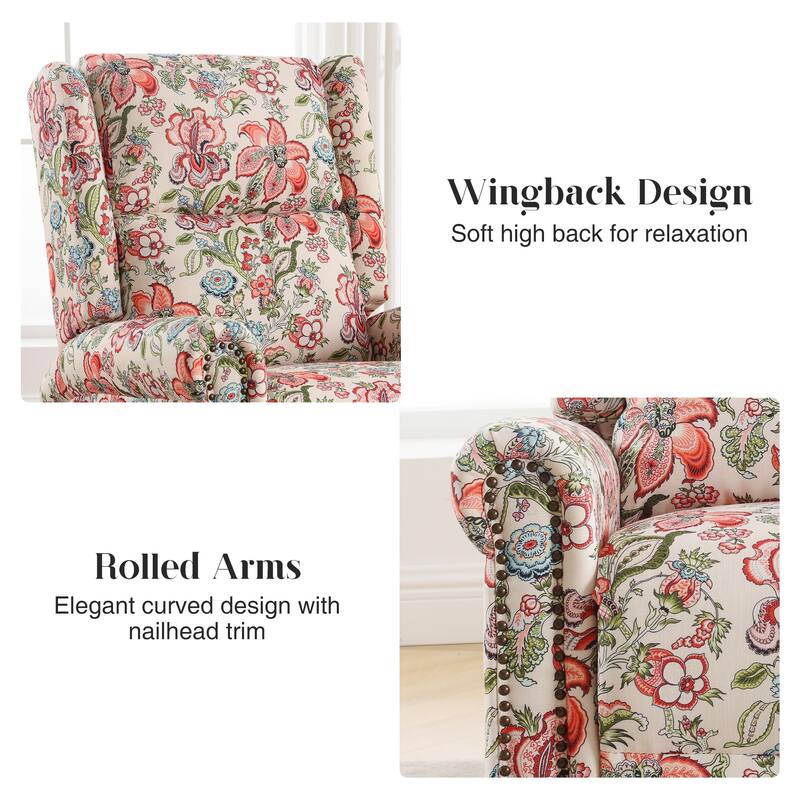 HOMYKA Floral Manual Recliner Swivel Rocking Chair Glider Set of 2
