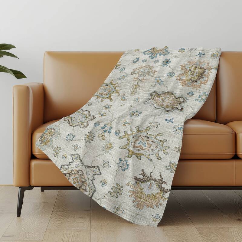 Premium Machine Washable ASB96 Global Sherpa Throw Blanket - Linen - 4'2" x 5'10"