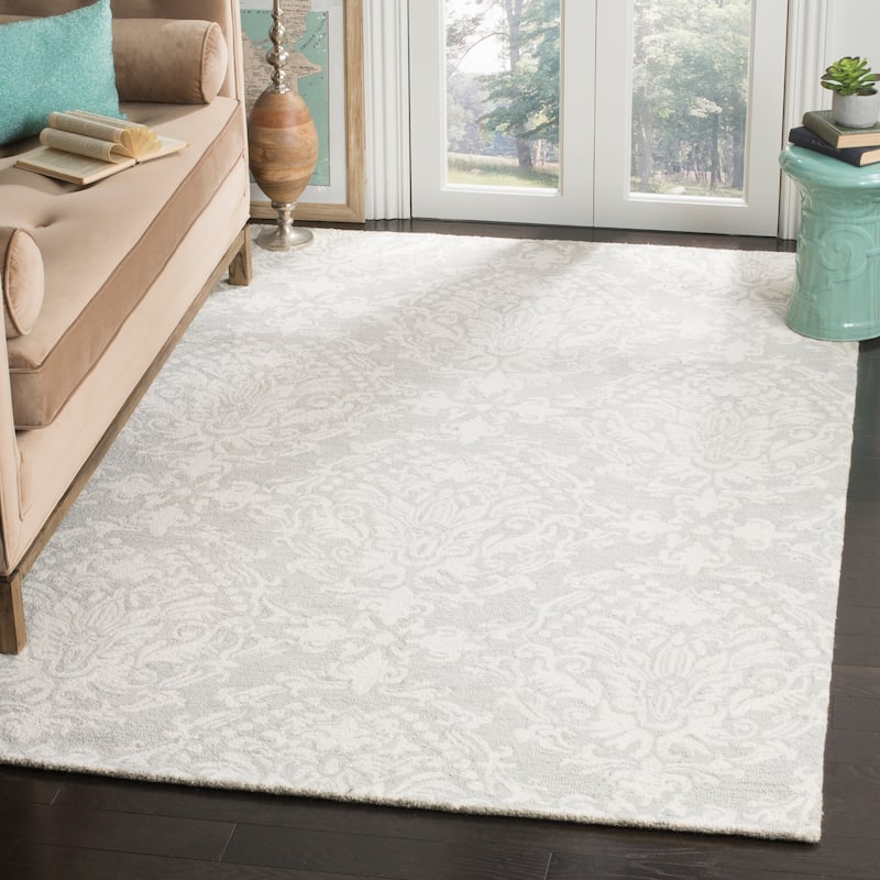 SAFAVIEH Handmade Blossom Lollie Modern Floral Wool Rug - 6' x 9' - Sage/Ivory