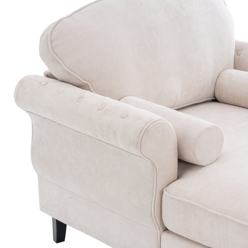 Anmytek Oversized Chenille Chaise Lounge Sofa Bed - Wide Seat Lazy Sleeper Reading Armchair