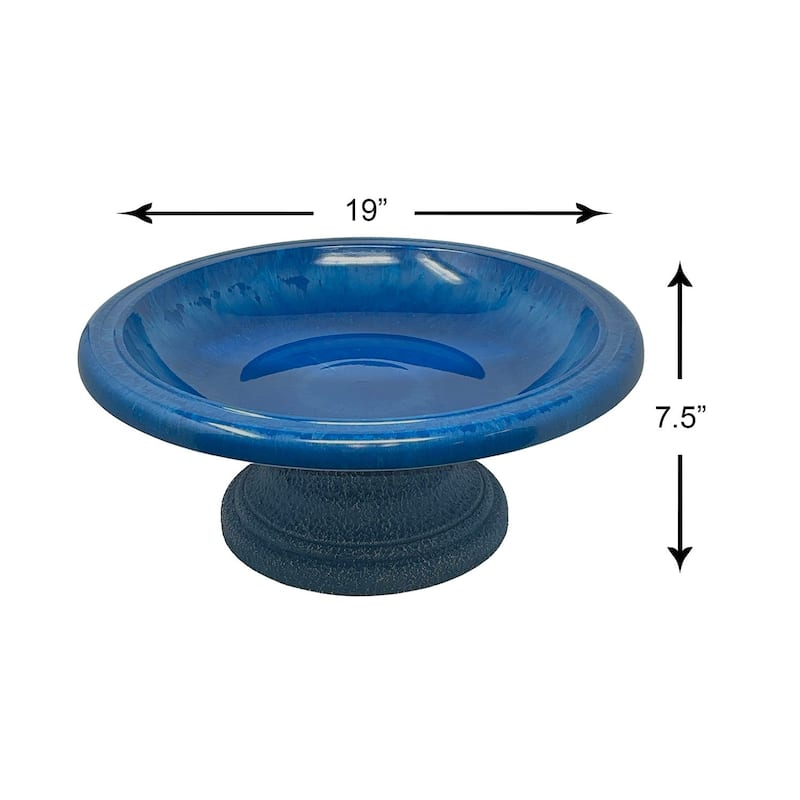 7.5"H Fiber Clay Low Profile Base Birdbaths, 19"D x 7.5"H, 6.5 lbs.