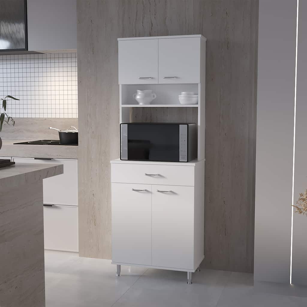 Santa Maria 1-Drawer 1-Shelf Area Pantry with Adjustable Metal Legs White