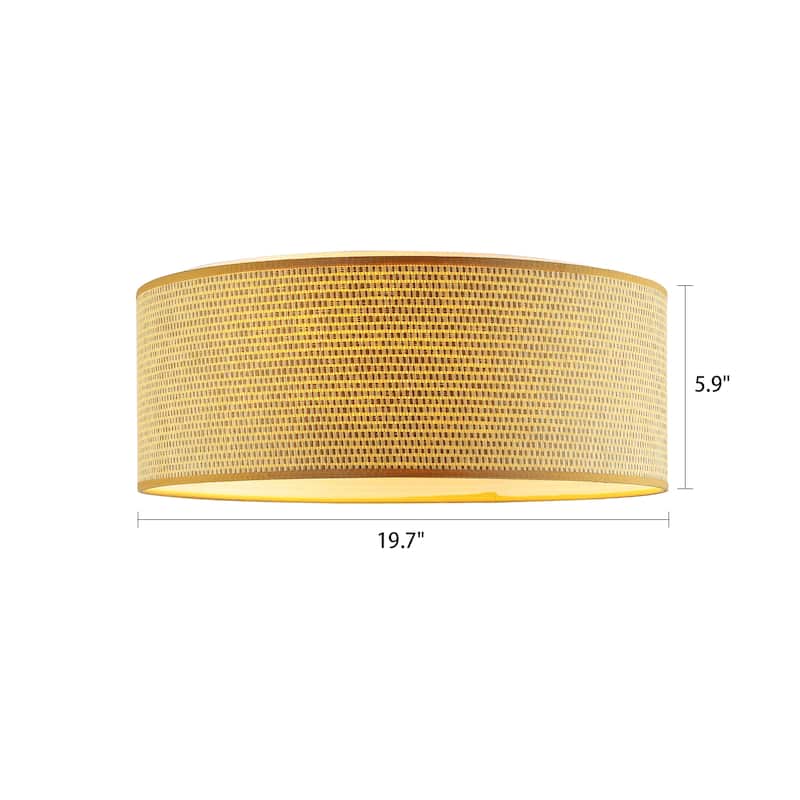 WINGBO 20 in. 5-Light Grass Cloth Flush Mount Light - N/A