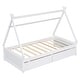 preview thumbnail 27 of 25, Twin Size Low House Bed with Two Drawers, Modern Wooden Platform Bed Frame with Storage for Kids, Teens, Boys, Girls