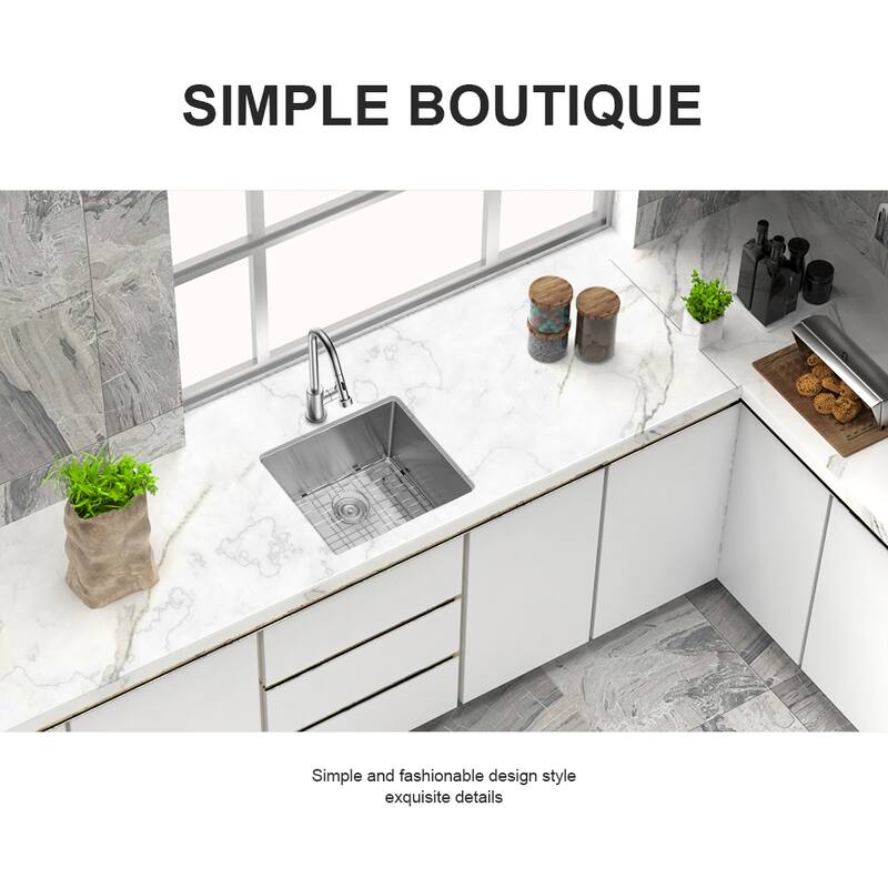 Undermount Kitchen Sink 16 Gauge 10 Inch Deep Single Bowl Kitchen Sink Basin - Brushed Nickel