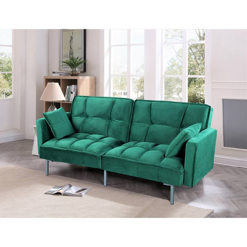 Bernal 75.6"W Velvet Futon Sofa Bed Sleeper