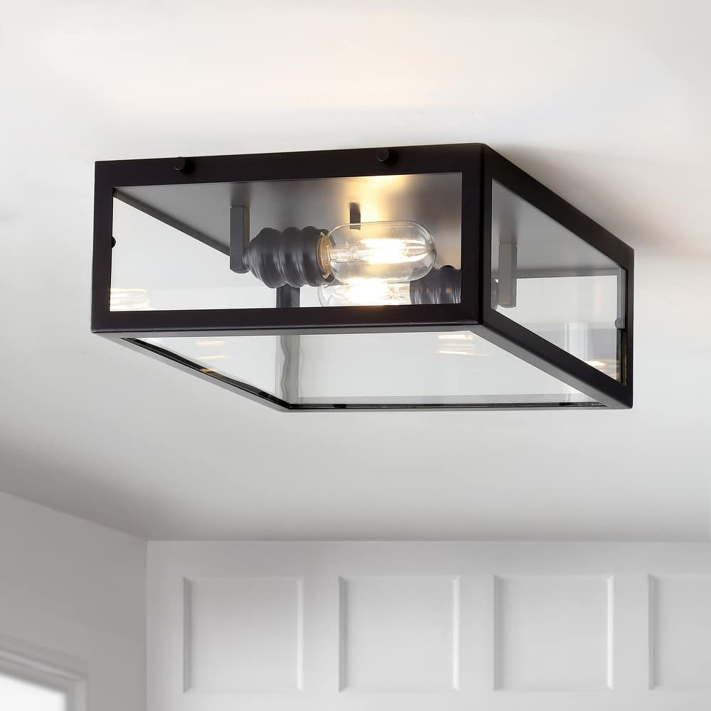 Alma 12" Metal/Glass LED Flush Mount, by JONATHAN Y