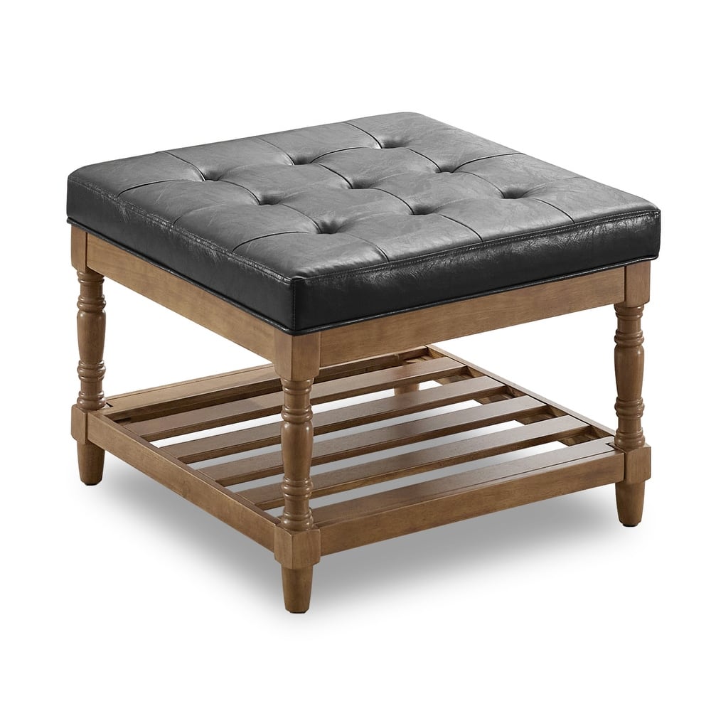 Luxury Storage Coffee Table with Upholstered Top & Shelf