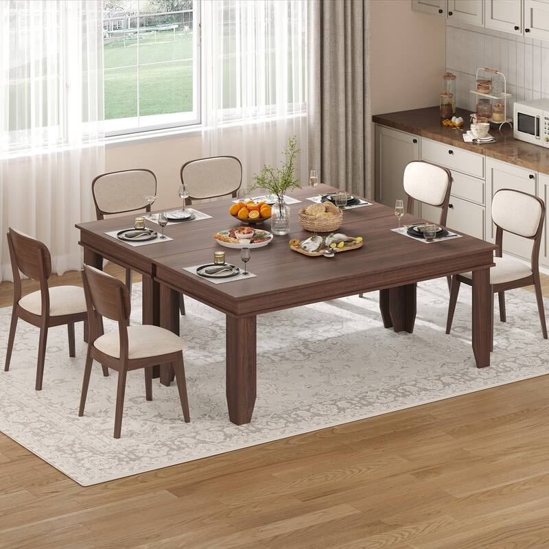Farmhouse Dining Table for 6-8 People, 71 in Long Kitchen Tables with Wooden Sturdy Frame